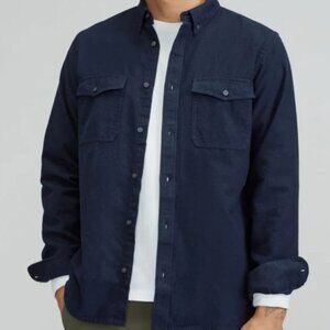 The Brushed Flannel Shirt, Heather Navy- Sz M